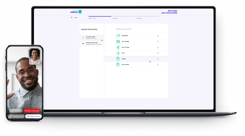 Assistência médica de qualidade, em tempo real, onde você estiver, com apenas alguns cliques
